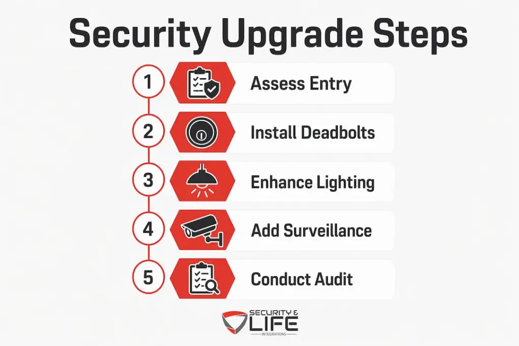 Infographic outlining property security upgrade steps